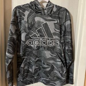 Gray and white Adidas hoodie